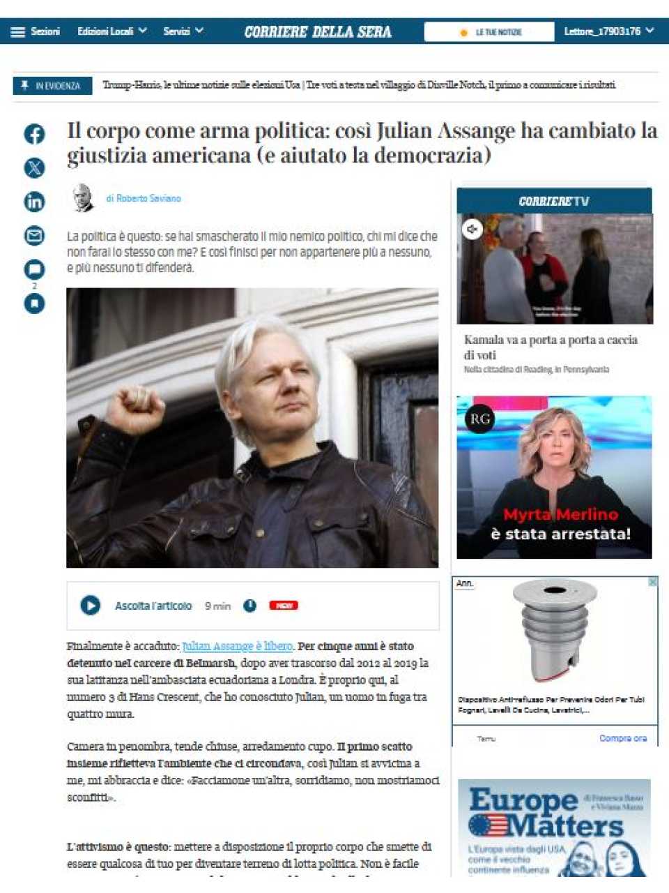 Il corpo come arma politica: così Julian Assange ha cambiato la giustizia americana (e aiutato la democrazia)