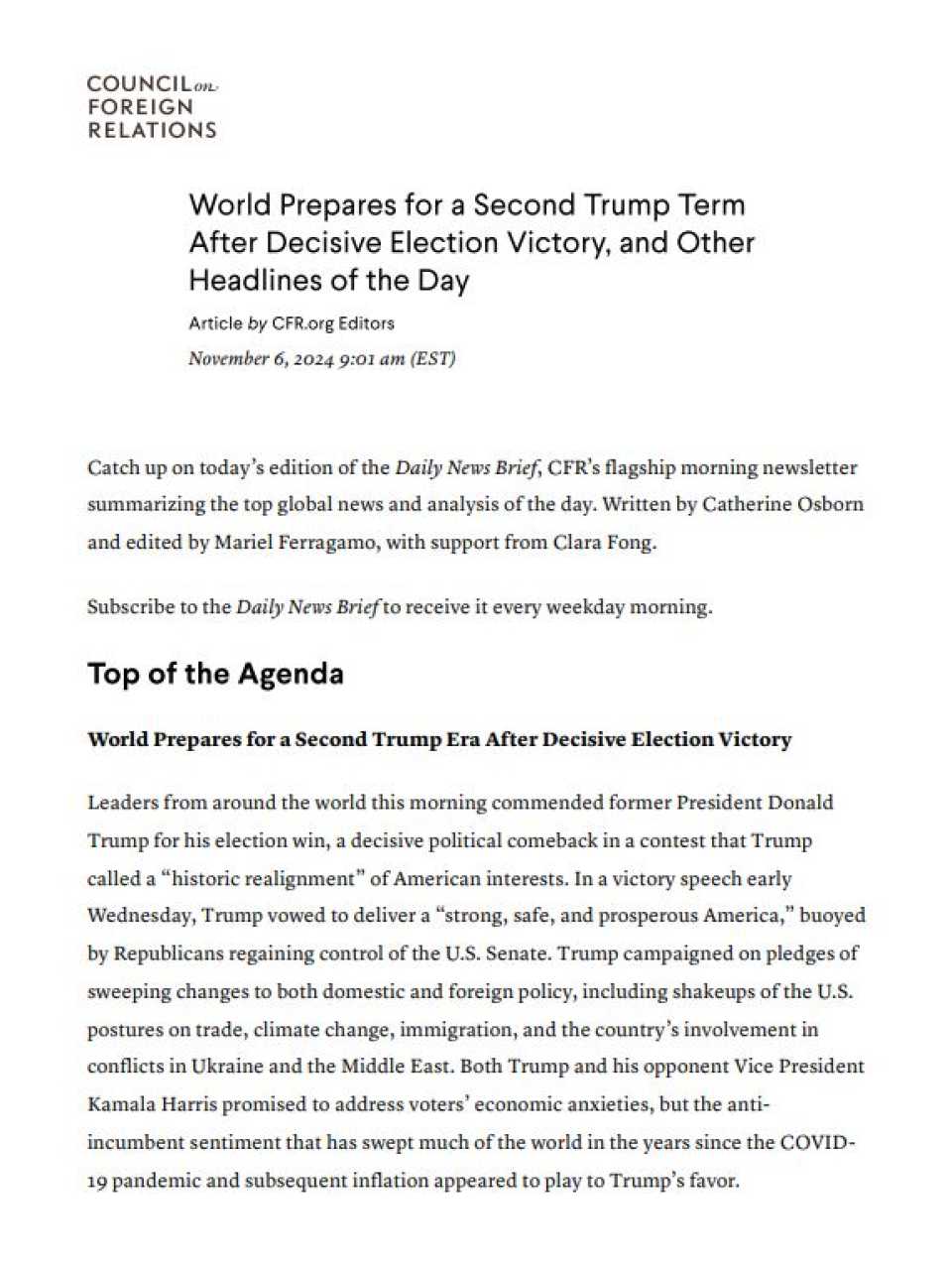 World prepares for a second Trump Term after decisive election victory, and other headlines of the day