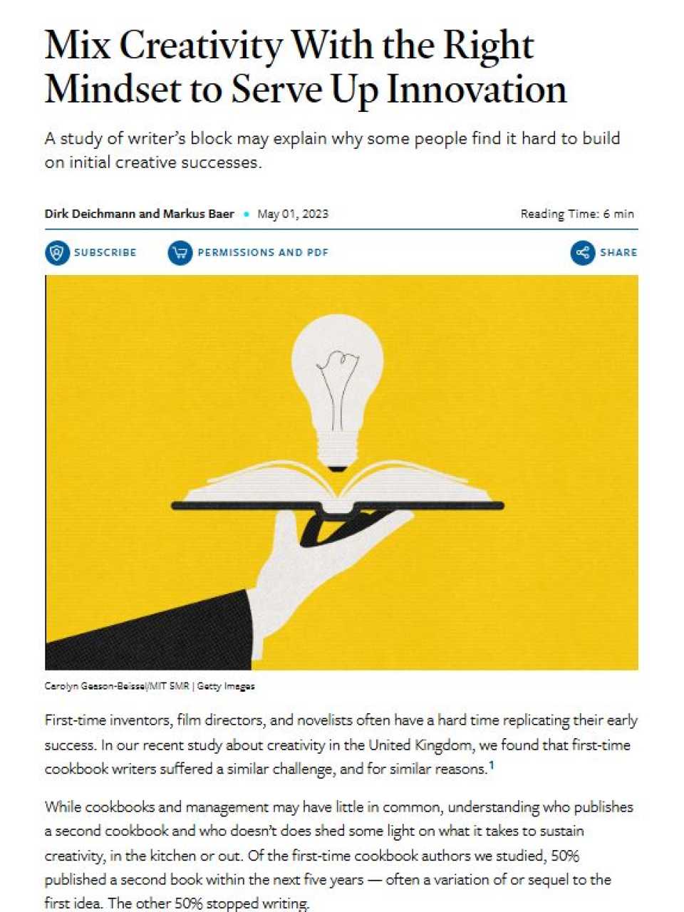 Mix creativity with the right mindset to serve up innovation