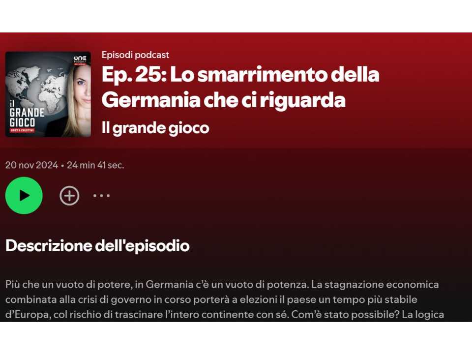 Il grande gioco - Podcast. Ep. 25: Lo smarrimento della Germania che ci riguarda