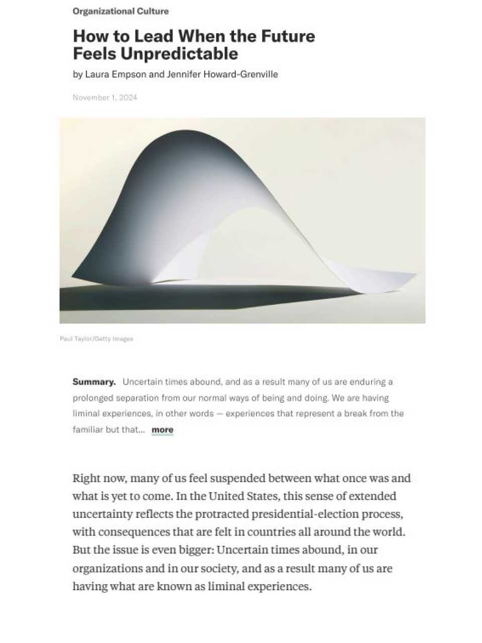 How to lead when the future feels unpredictable