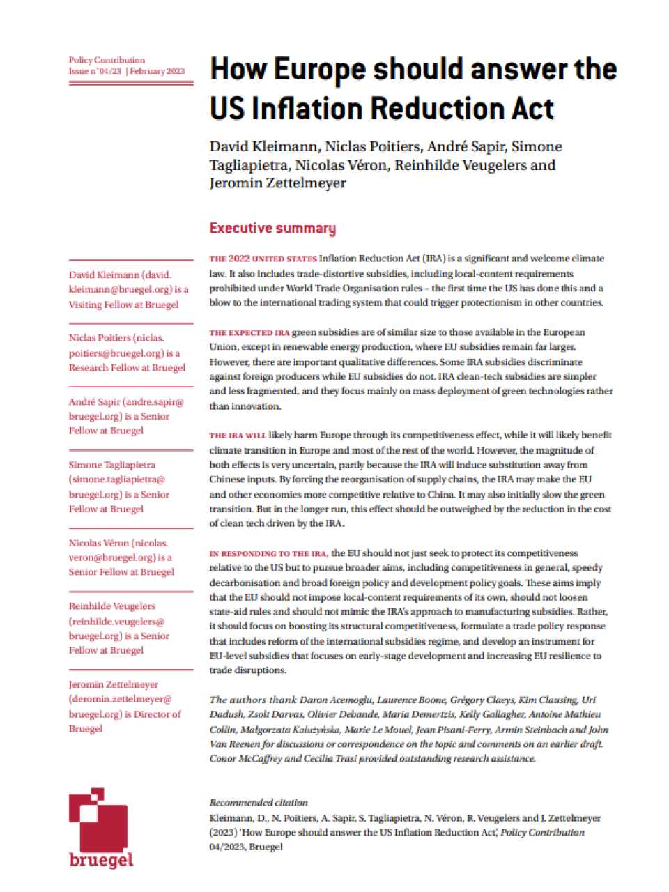 How Europe should answer the US Inflation Reduction Act