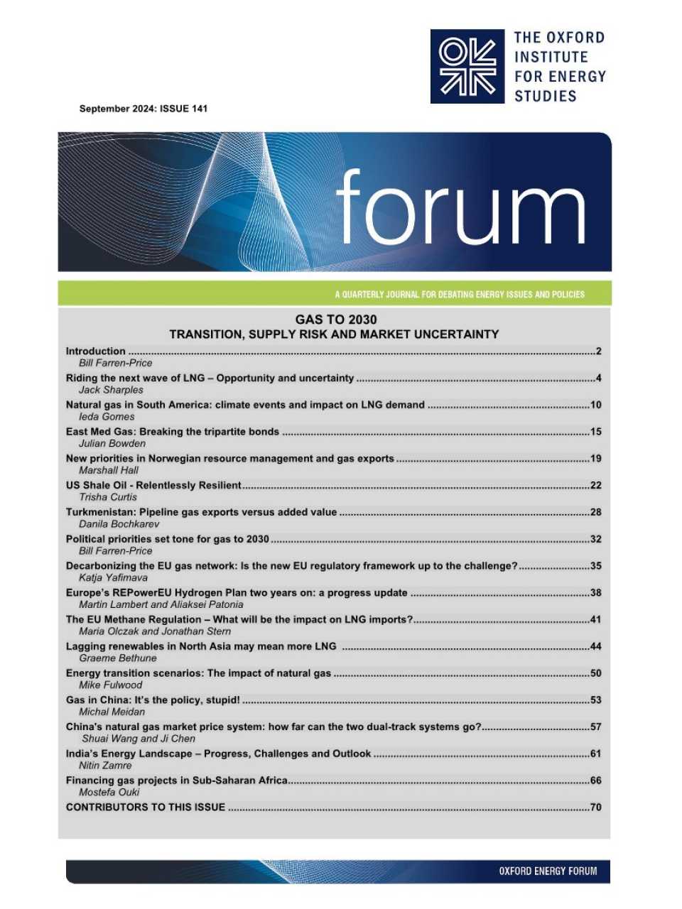 Gas to 2030: Transition, Supply Risk and Market Uncertainty