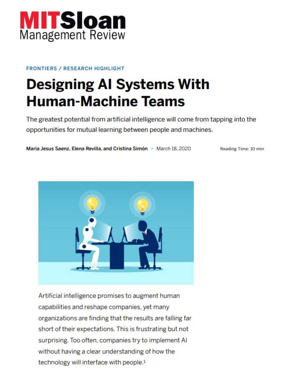 Designing AI systems with human-machine teams