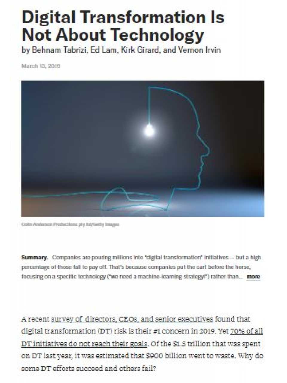 Digital transformation is not about technology