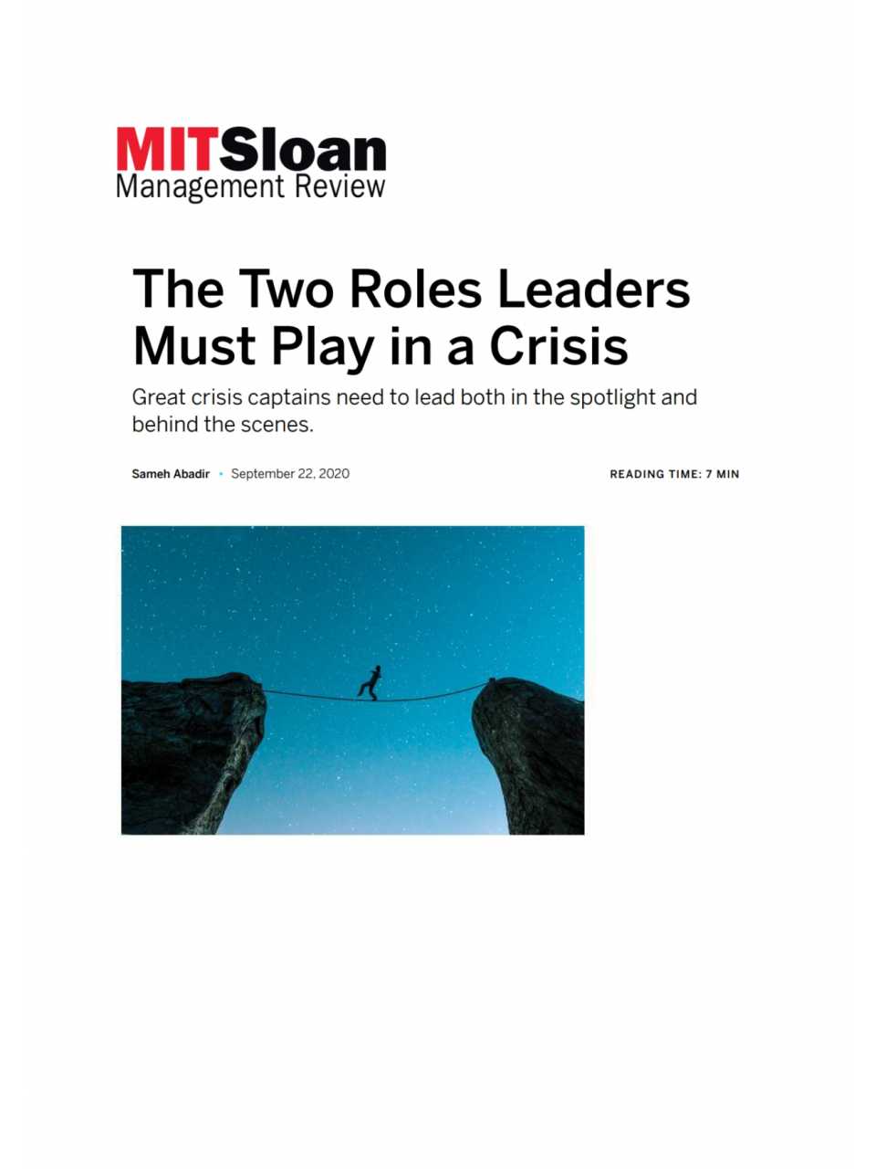 The Two Roles Leaders Must Play in a Crisis