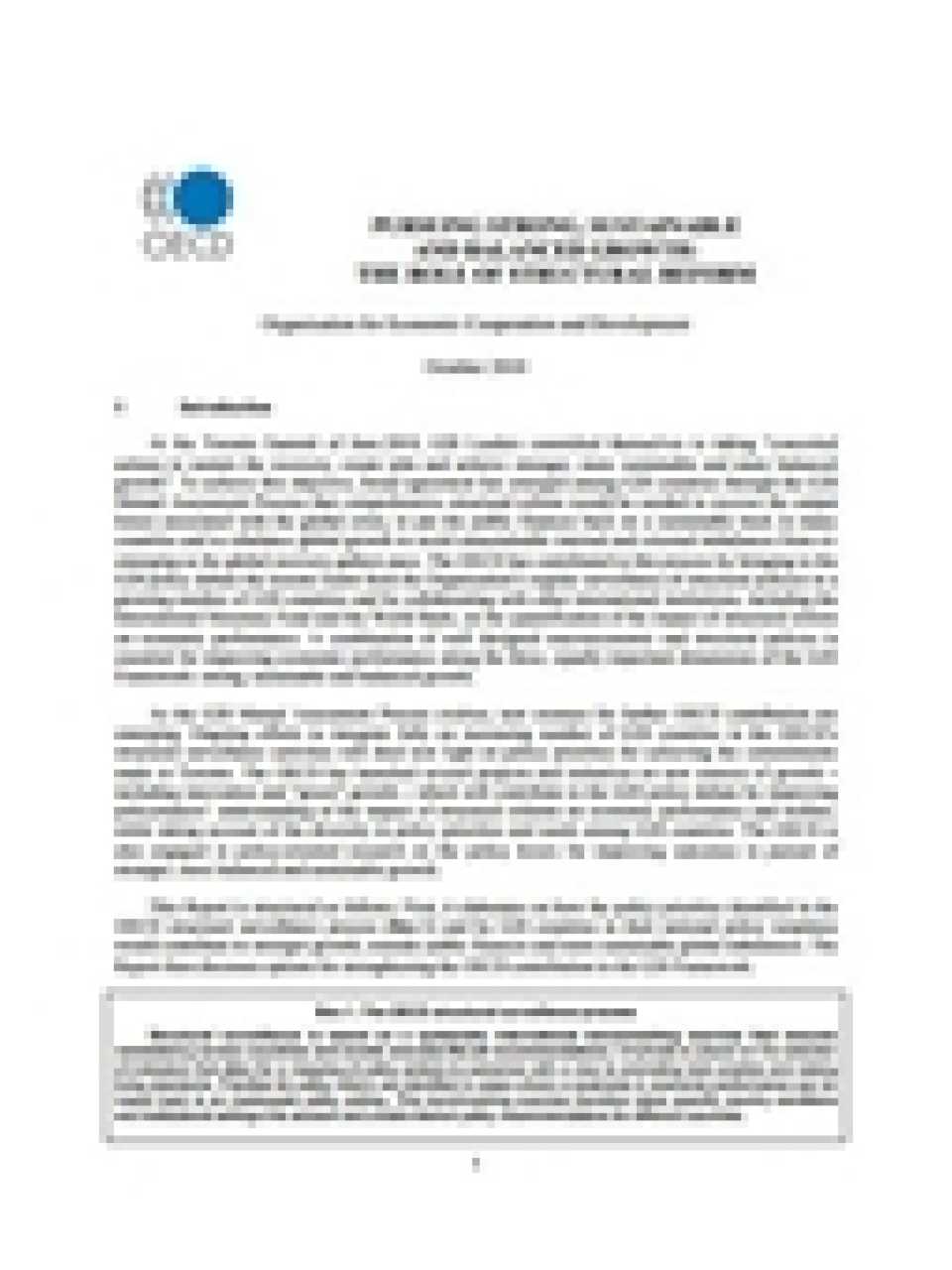 Pursuing strong, sustainable and balanced growth: the role for structural reform