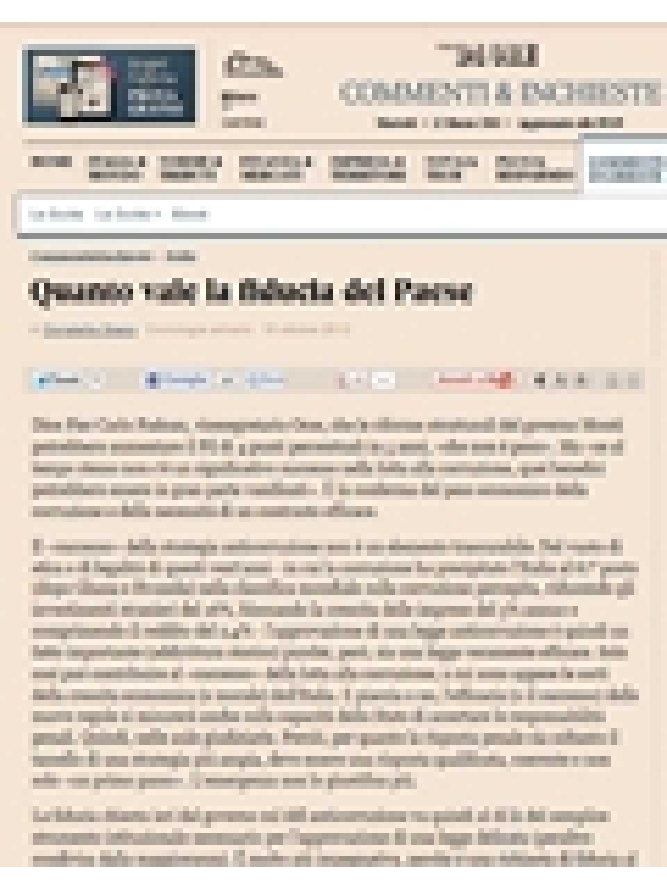 Quanto vale la fiducia del Paese