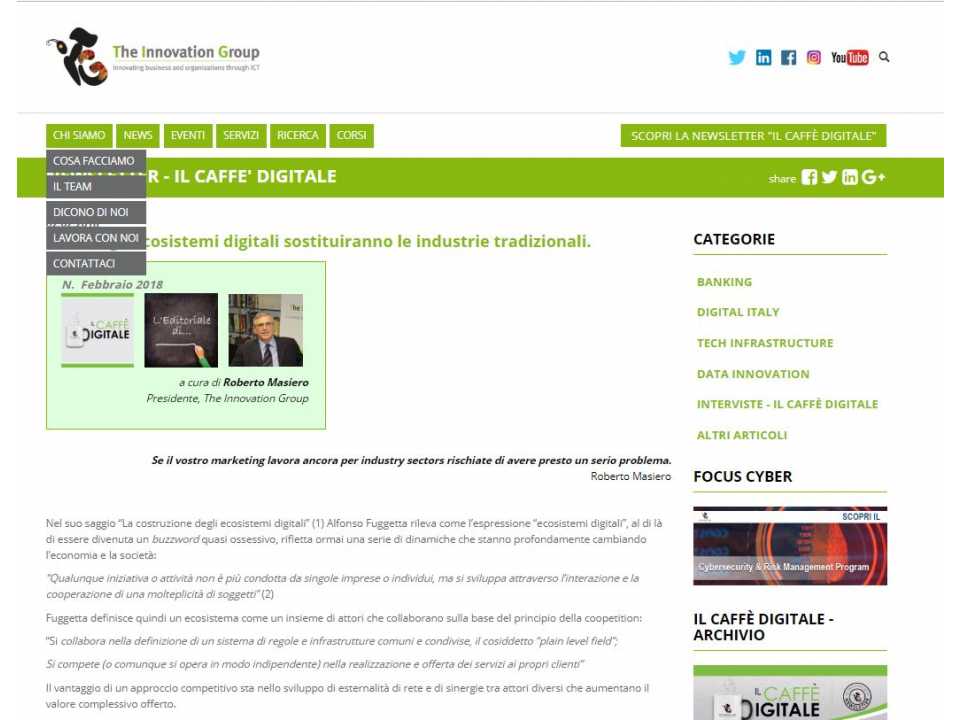 AGGIORNAMENTO PERMANENTEIN PRESENZA
Internet of Things: come le nuove tecnologie, la digitalizzazione e i dati cambieranno i processi industriali e le organizzazioni