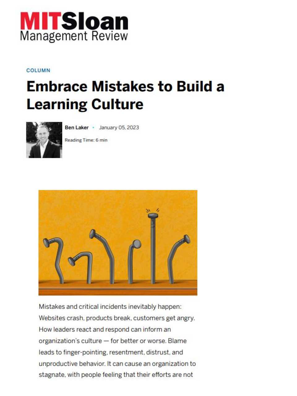 Embrace mistakes to build a learning culture