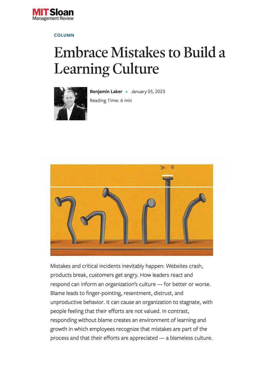 Embrace mistakes to build a learning culture