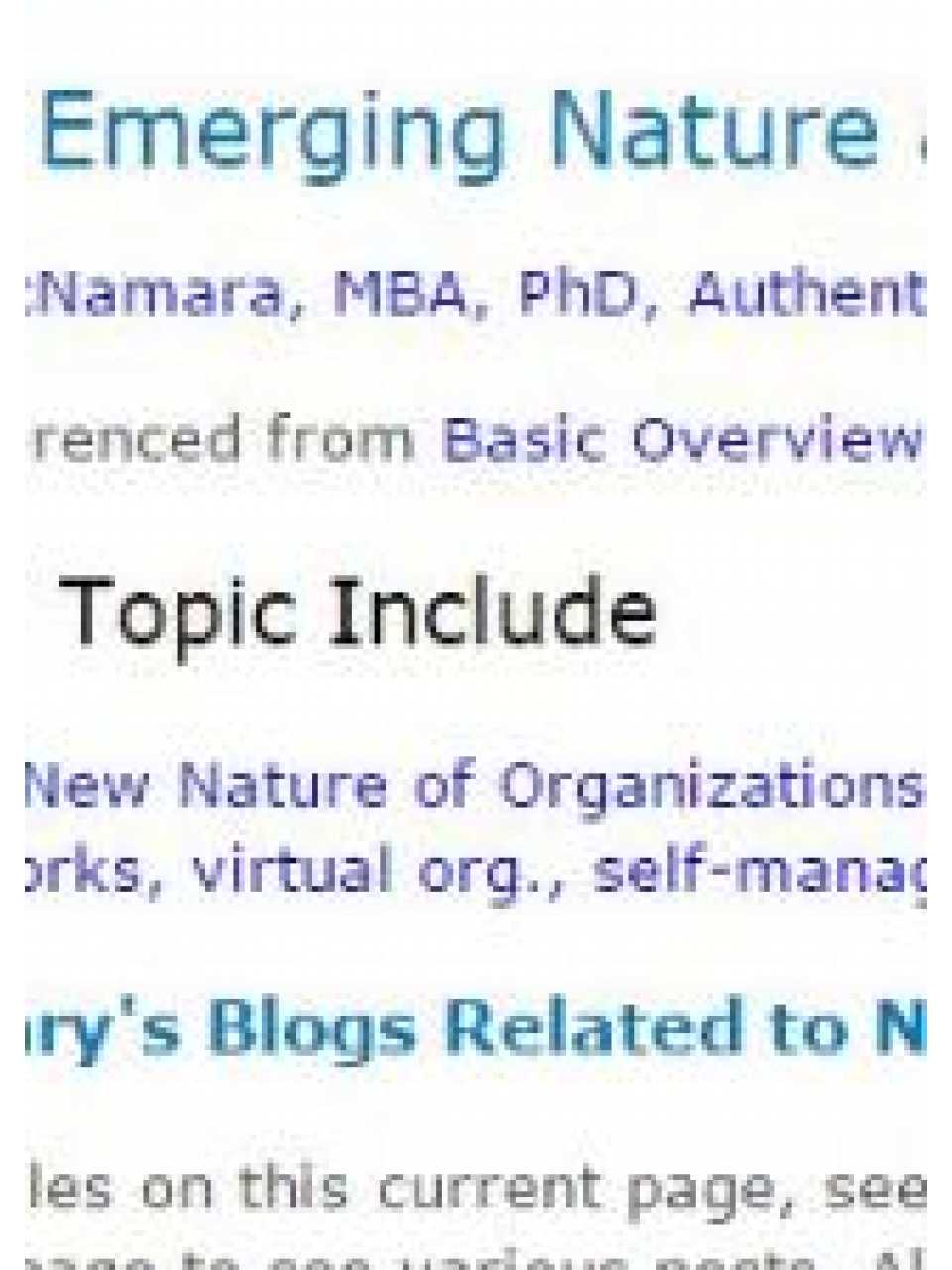 Emerging nature and new organizational structures