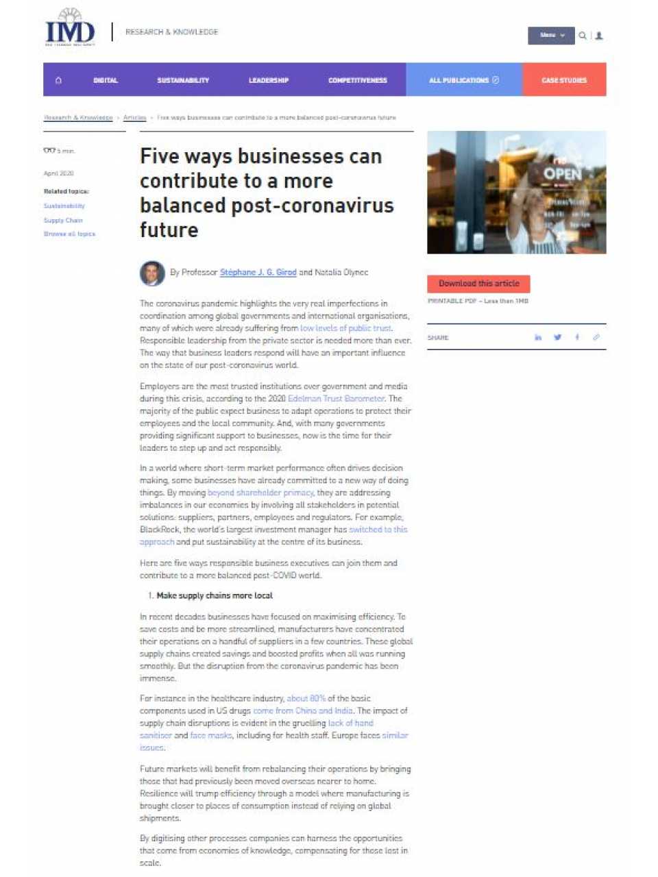 Five ways businesses can contribute to a more balanced post-coronavirus future