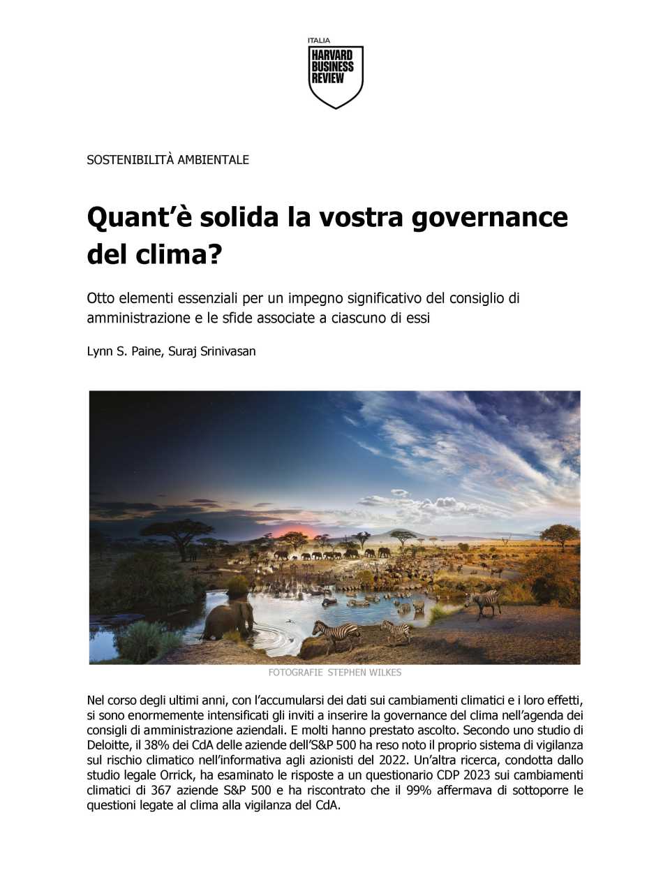 Quanto è solida la vostra governance sul clima