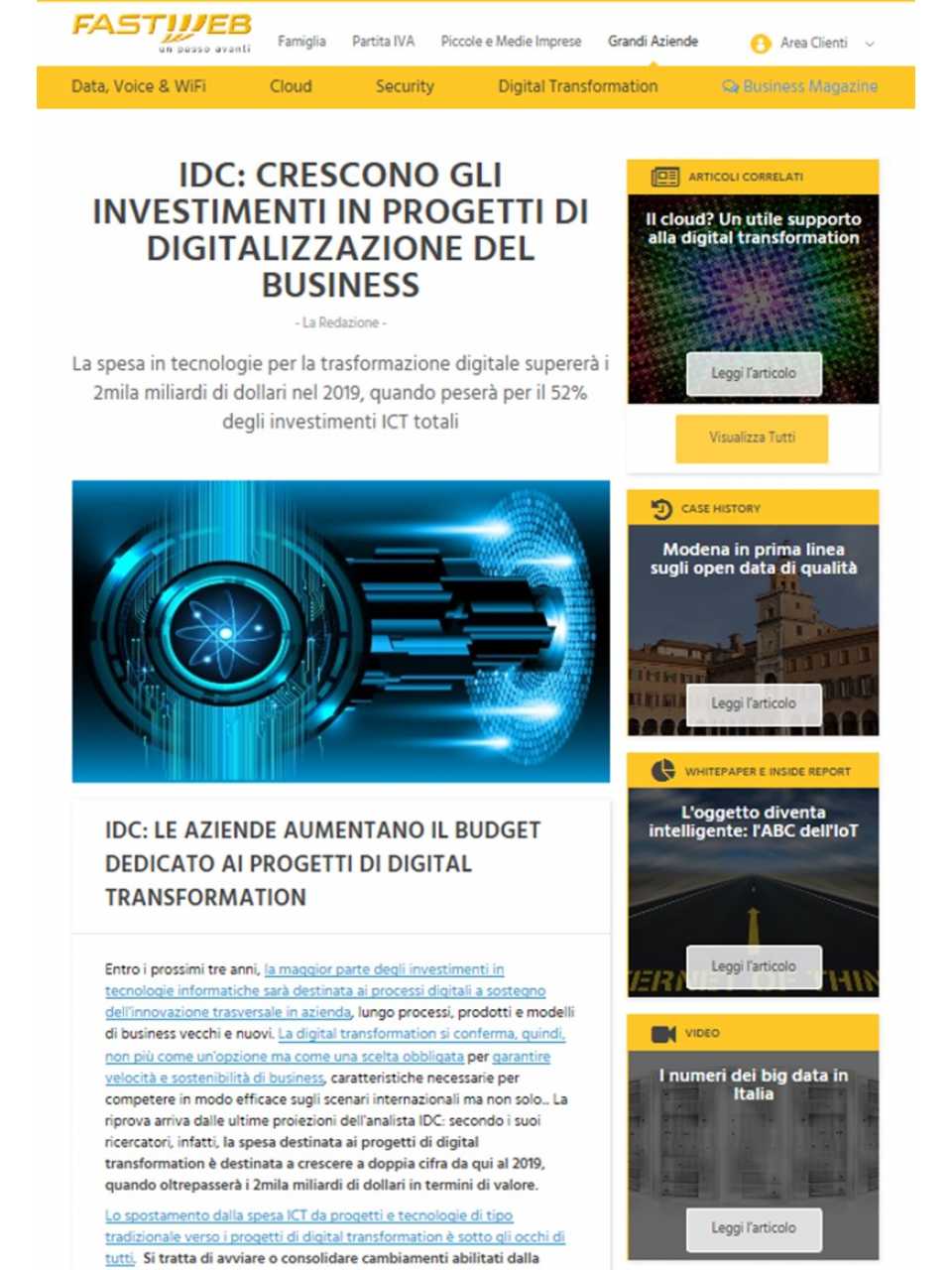 IDC: crescono gli investimenti in progetti di digitalizzazione del business
