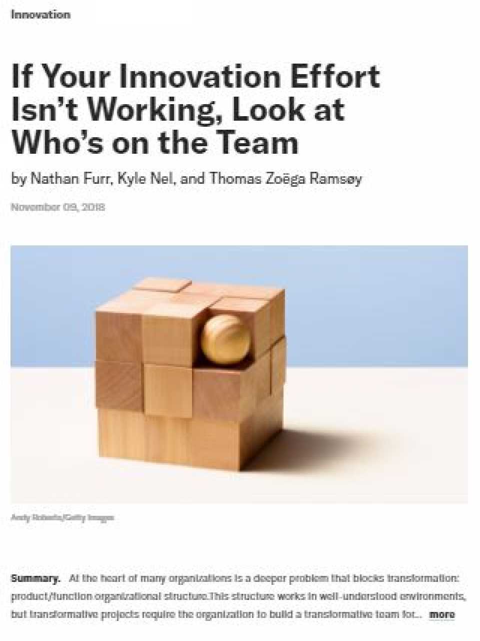 If your innovation effort isn’t working, look at who’s on the eam
