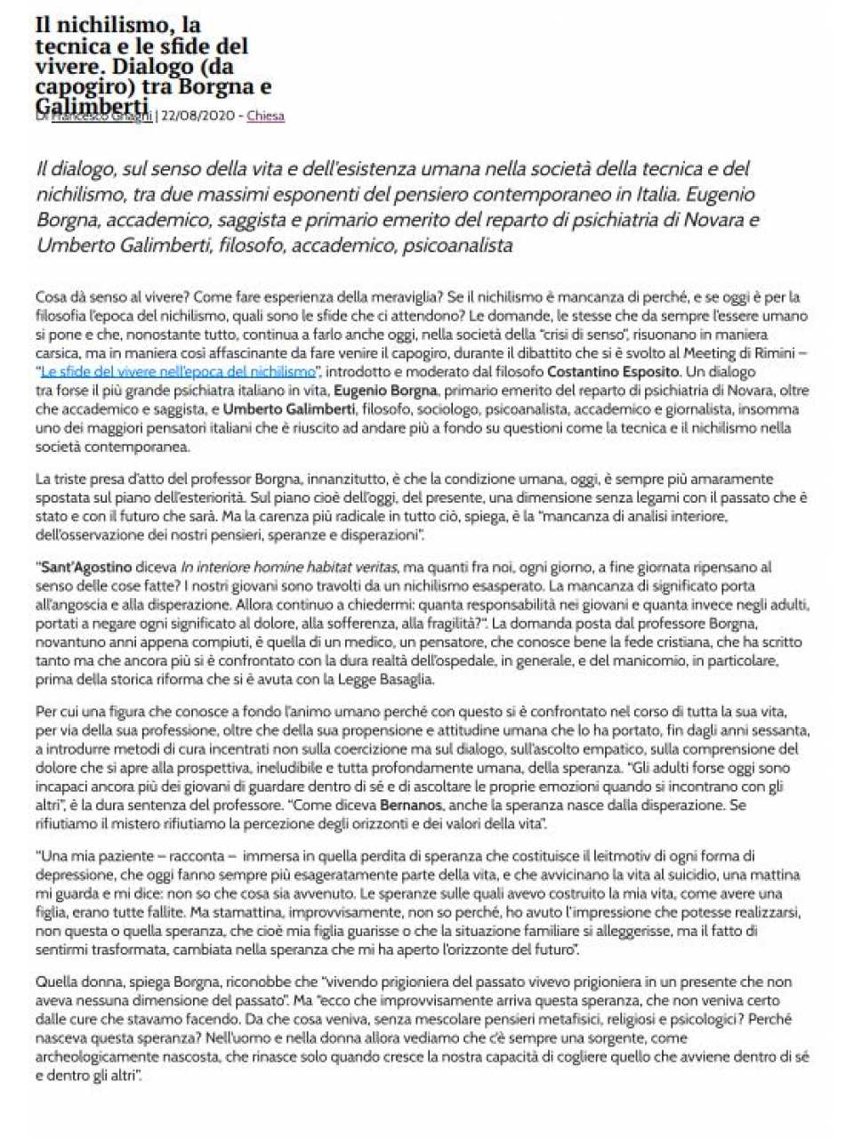 AGGIORNAMENTO PERMANENTEIN PRESENZA E VIA WEB
Le sfide dell'uomo nell'era della tecnica: le riflessioni della filosofia in aiuto all’Executive