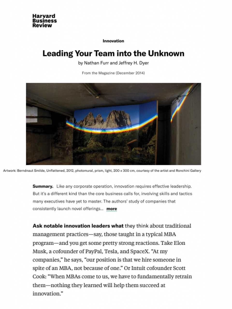 Leading Your Team into the Unknown