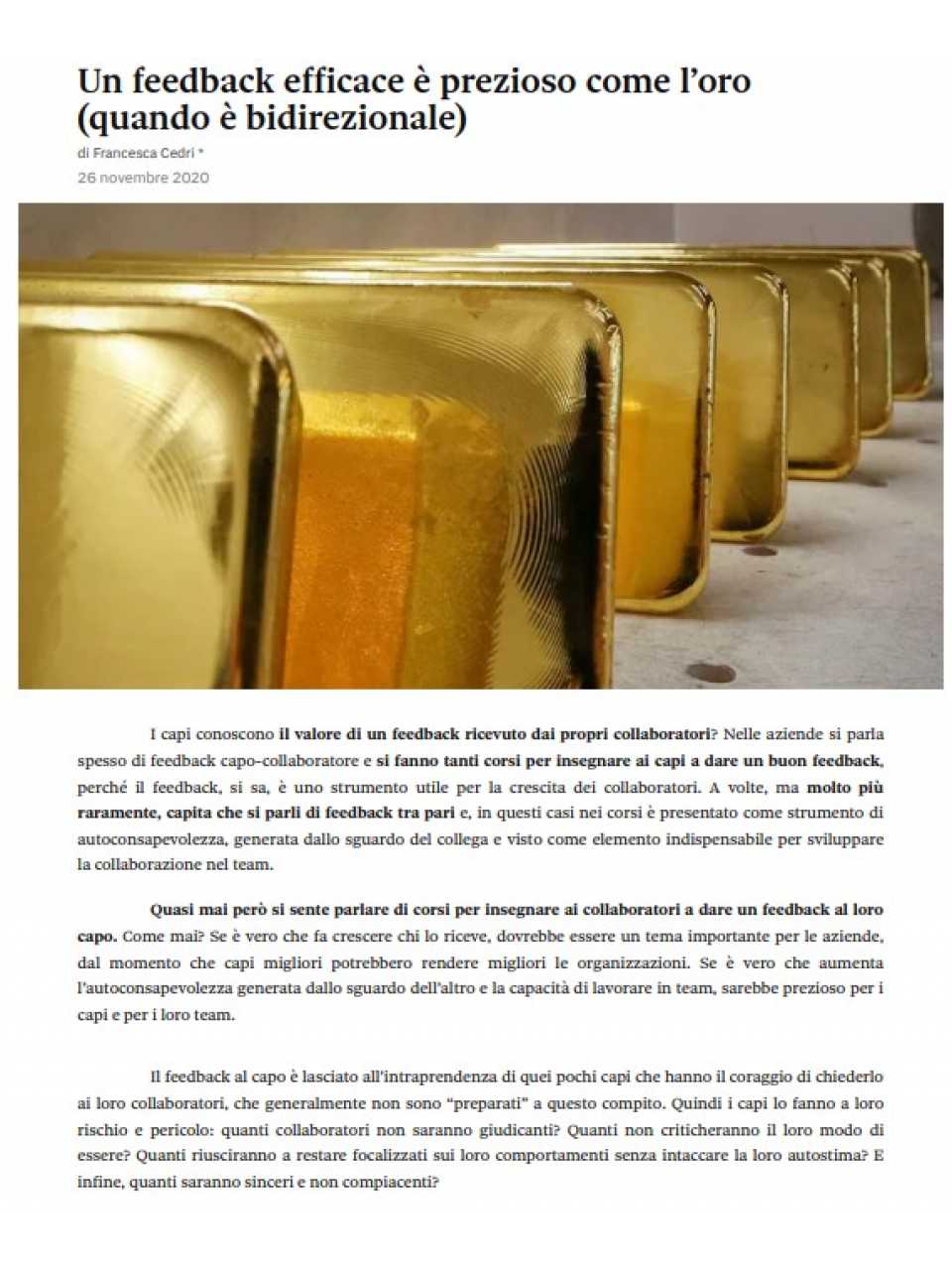AMBROSETTI LIVEVIA WEB
Cultura dell’apprendimento e feedback efficaci: le leve per migliorare qualità del lavoro, performance e produttività