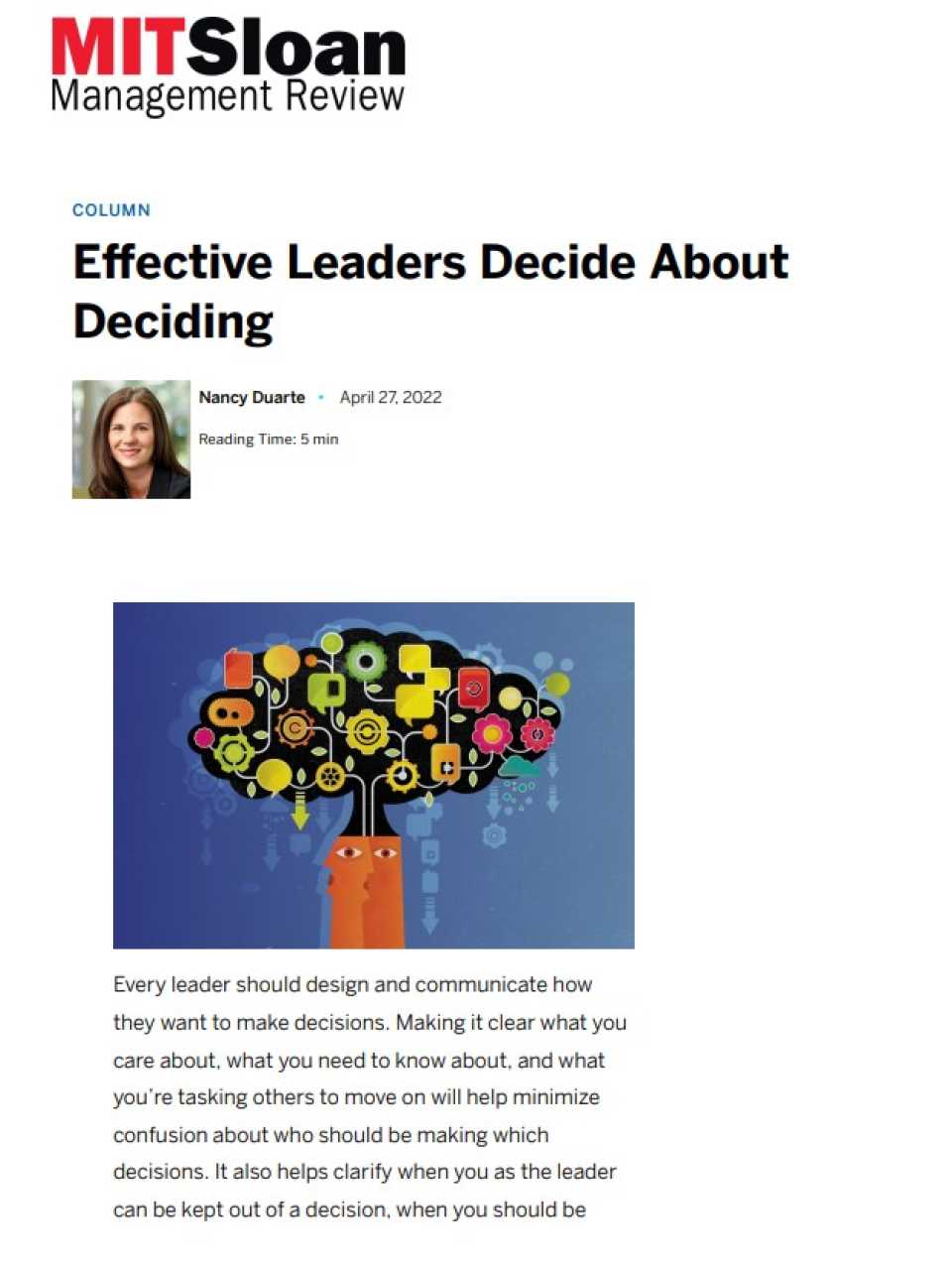Effective Leaders Decide About Deciding