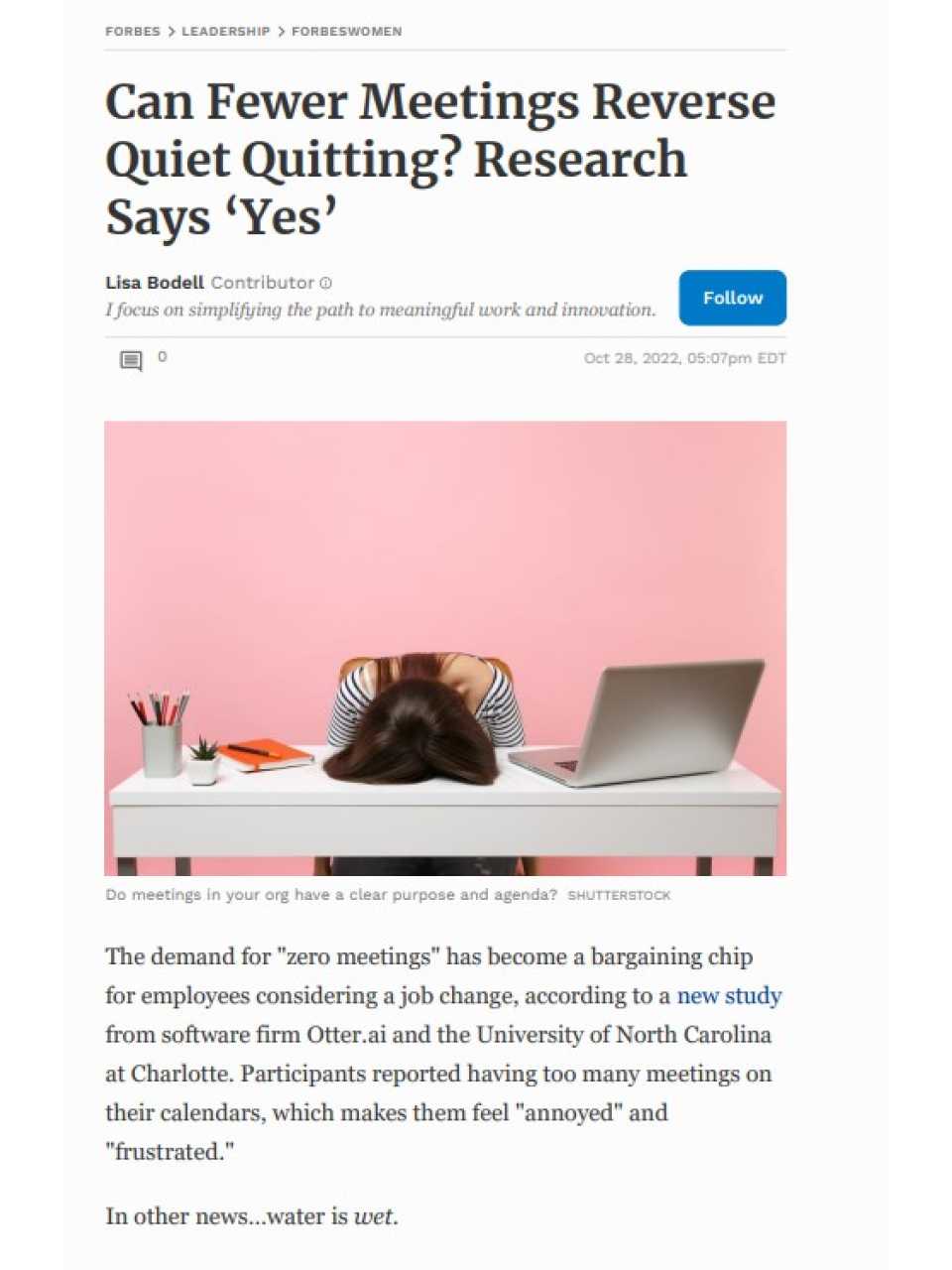 Can Fewer Meetings Reverse Quiet Quitting? Research Says ‘Yes’