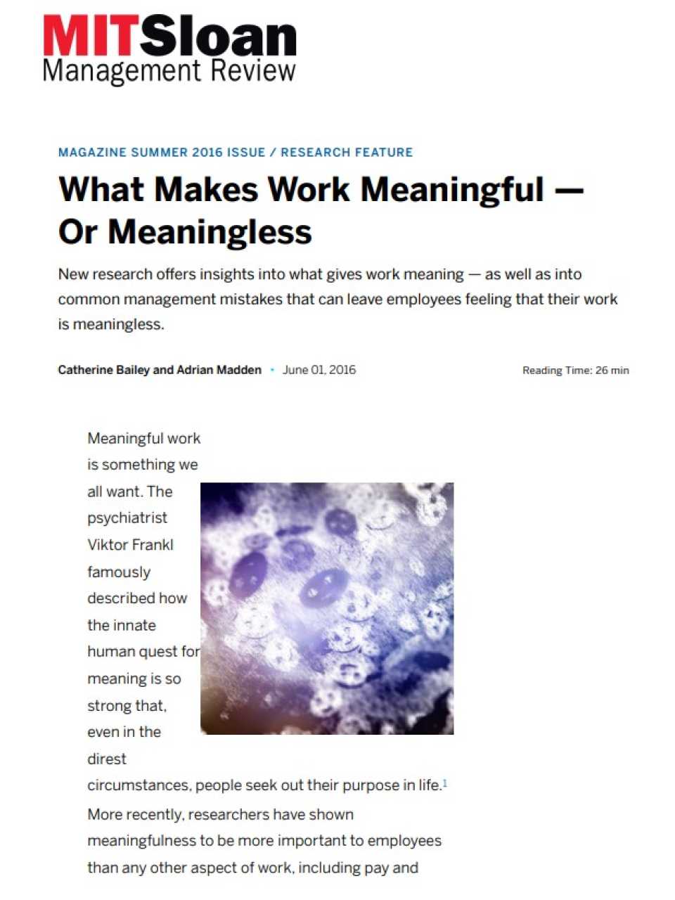 What Makes Work Meaningful — Or Meaningless