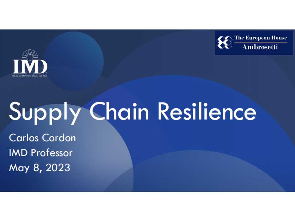 AGGIORNAMENTO PERMANENTEIN PRESENZA
Ripensare la strategia per Supply Chain più resilienti