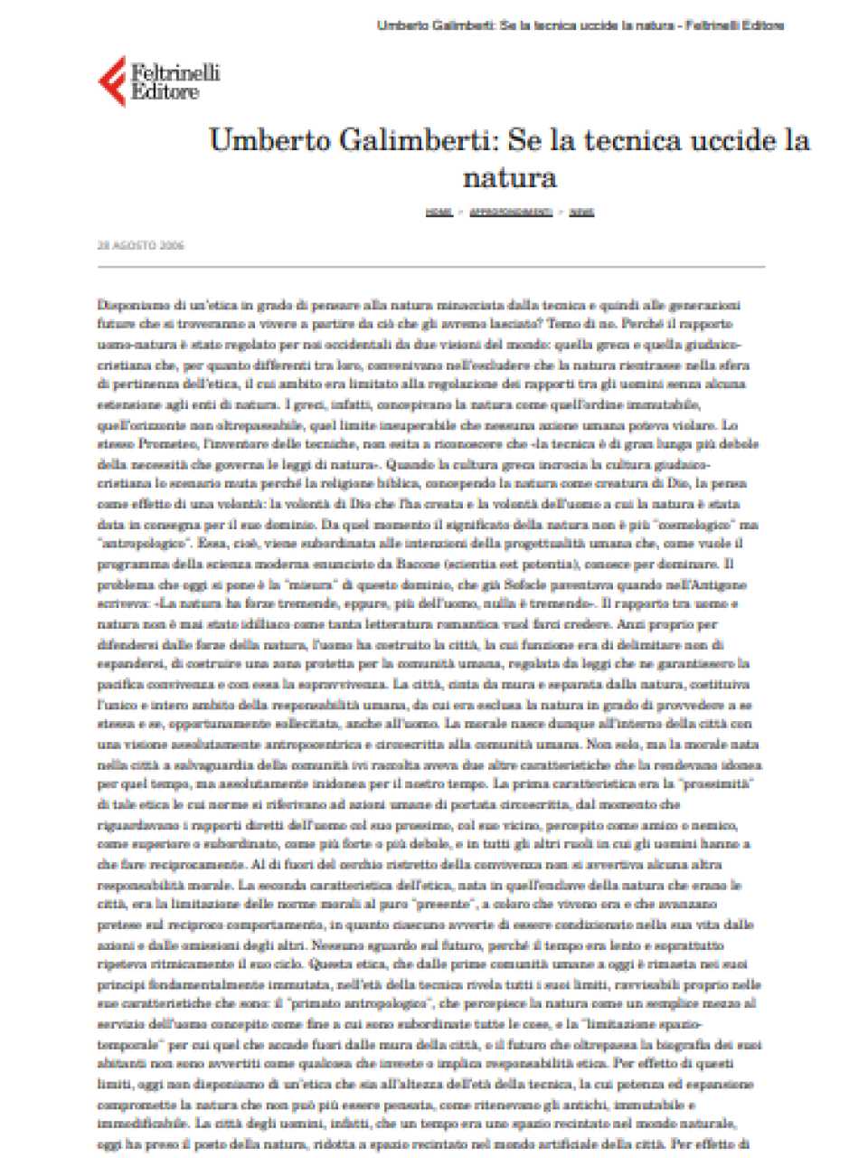 AGGIORNAMENTO PERMANENTEIN PRESENZA
L’uomo nella società digitale. Cercare il valore dell’elemento umano nell’età della tecnica