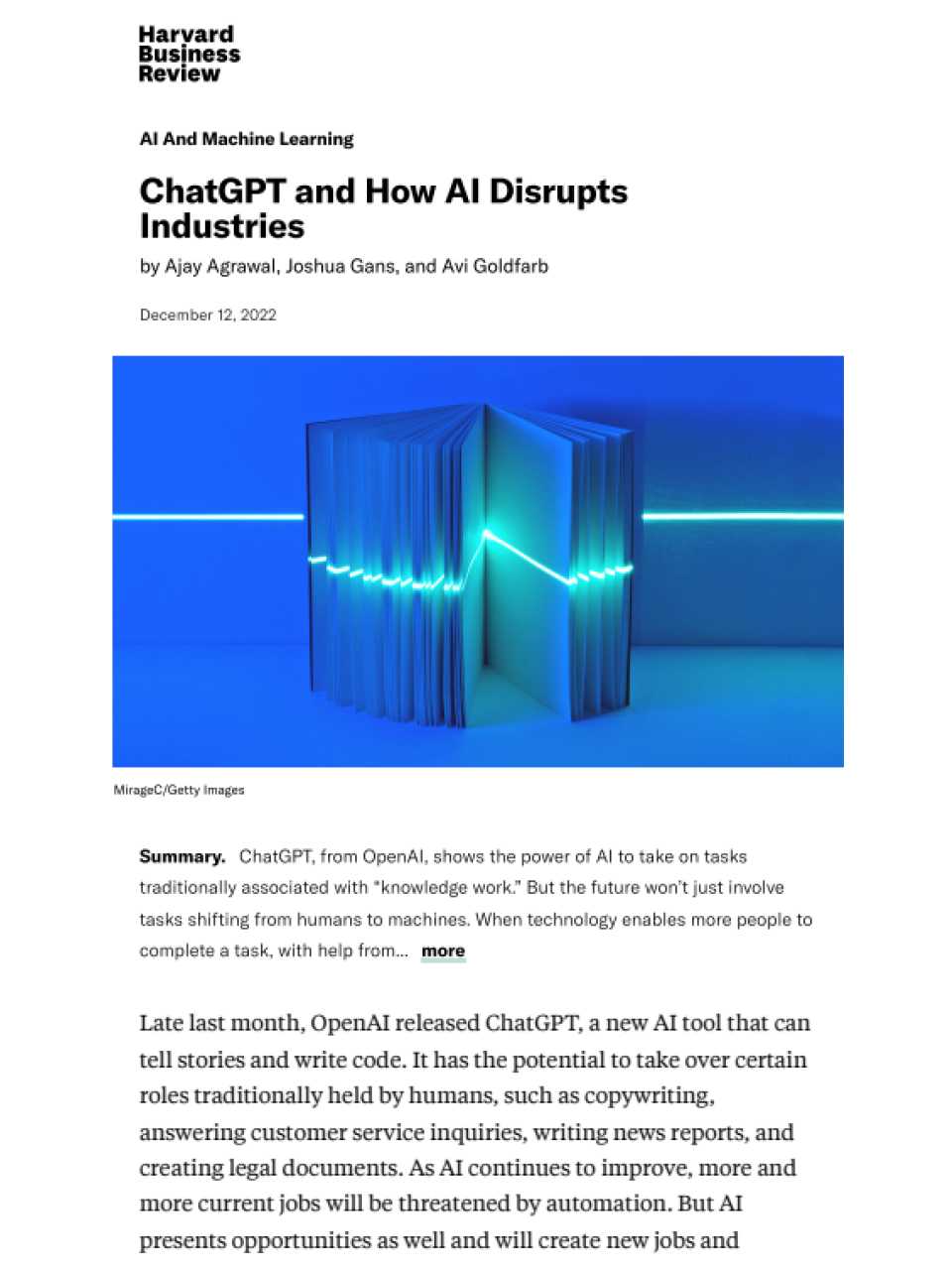 ChatGPT and How AI Disrupts Industries