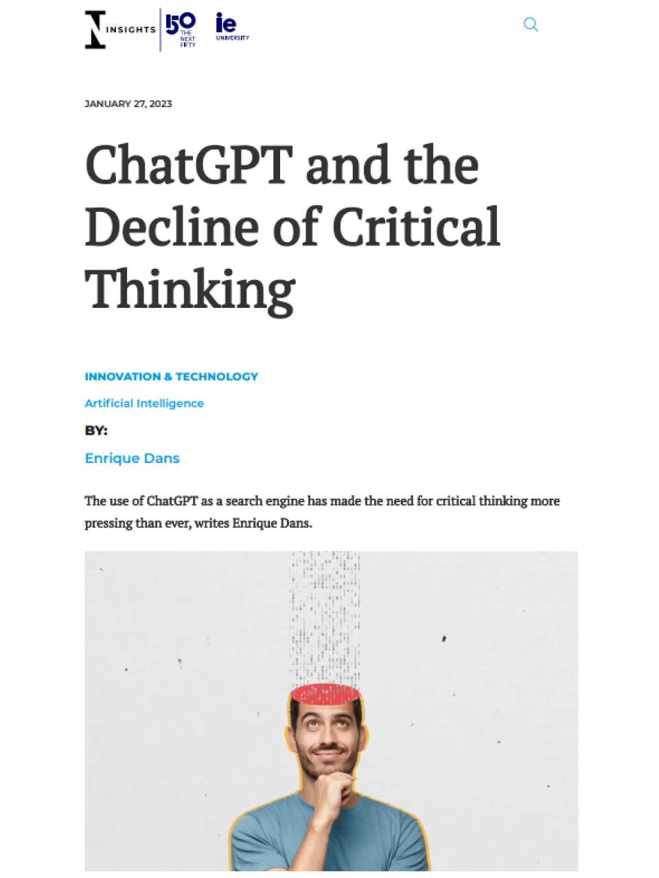 ChatGPT and the Decline of Critical Thinking