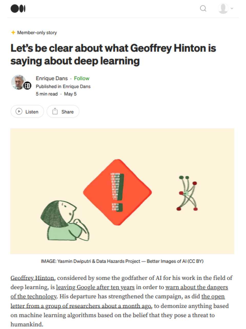 Let’s be clear about what Geoffrey Hinton is saying about deep learning