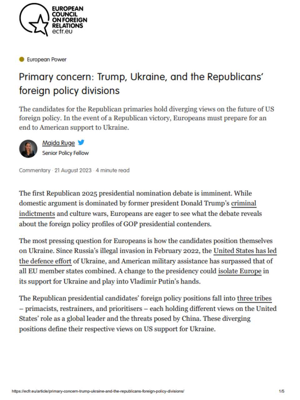 Primary concern: Trump, Ukraine, and the Republicans’ foreign policy divisions