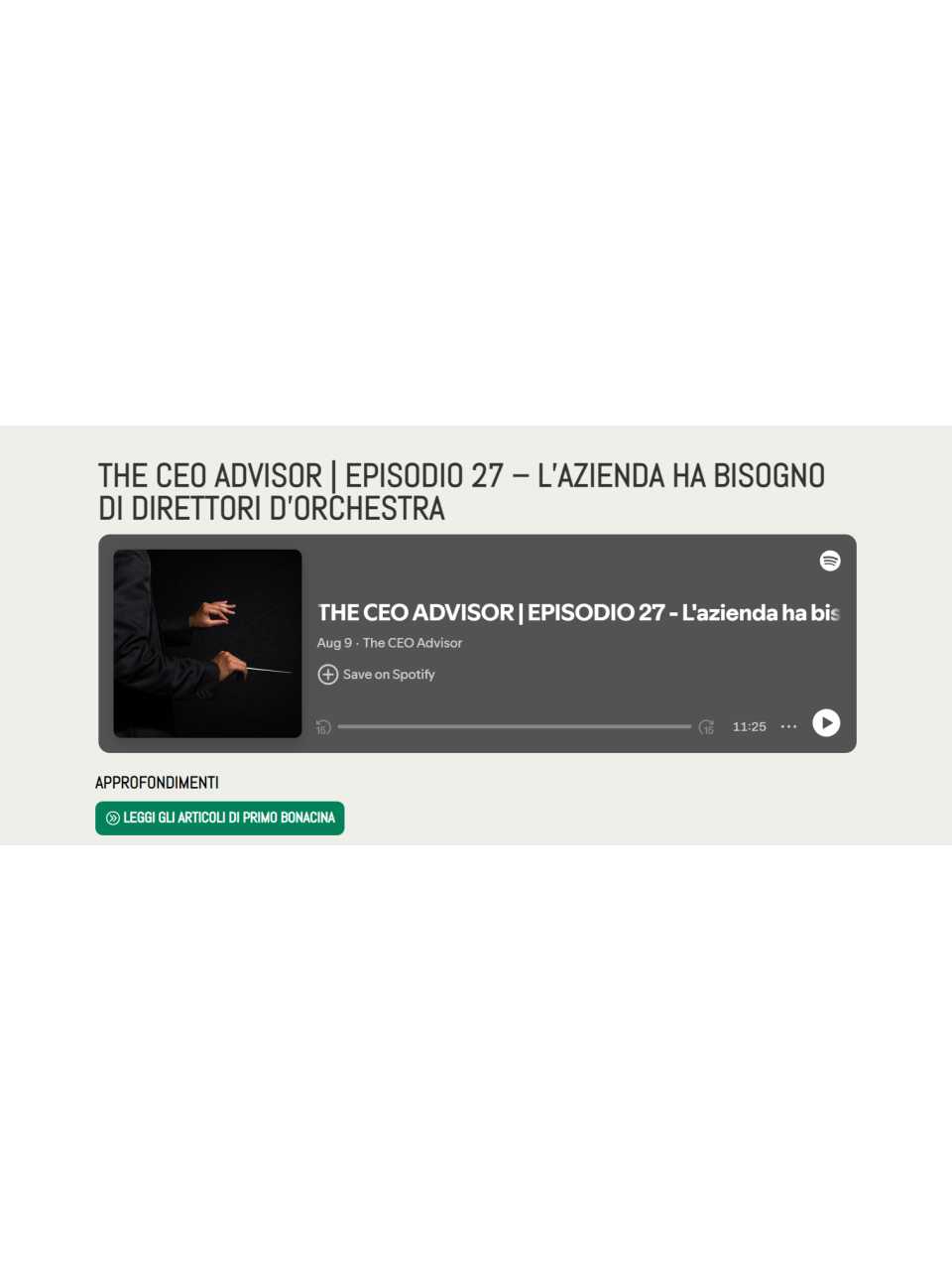 Podcast: The ceo advisor - episodio 27 – l’azienda ha bisogno di direttori d’orchestra