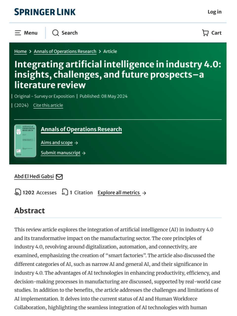 Integrating artificial intelligence in industry 4.0: insights, challenges, and future prospects–a literature review