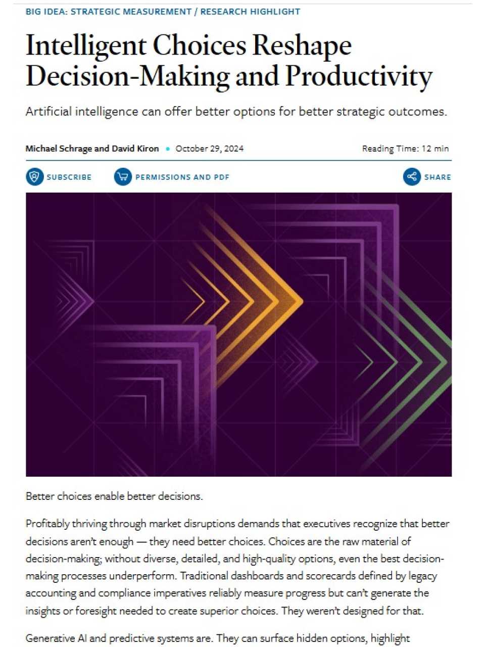 Intelligent Choices Reshape Decision-Making and Productivity
