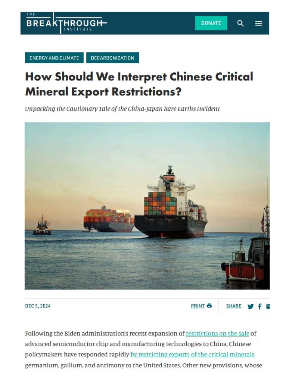 How should we interpret chinese critical mineral export restrictions?