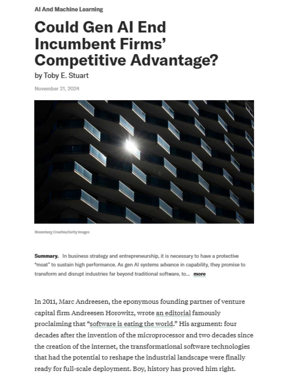 Could Gen AI end Incumbent firms’ competitive advantage?