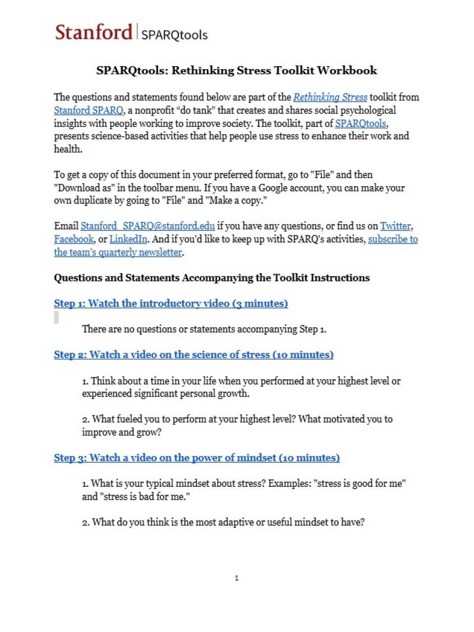 SPARQtools: Rethinking Stress Toolkit Workbook