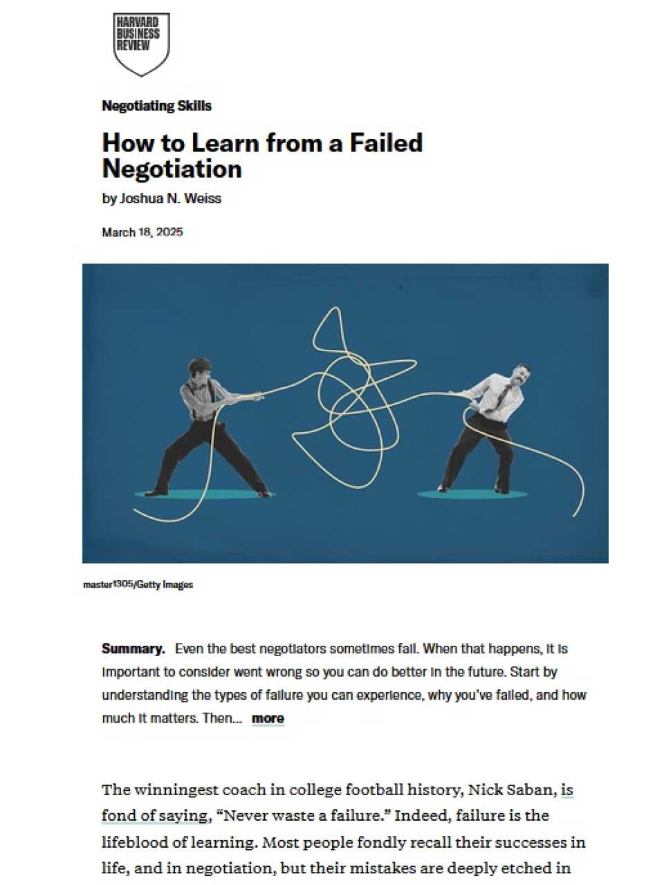 How to learn from a failed negotiation