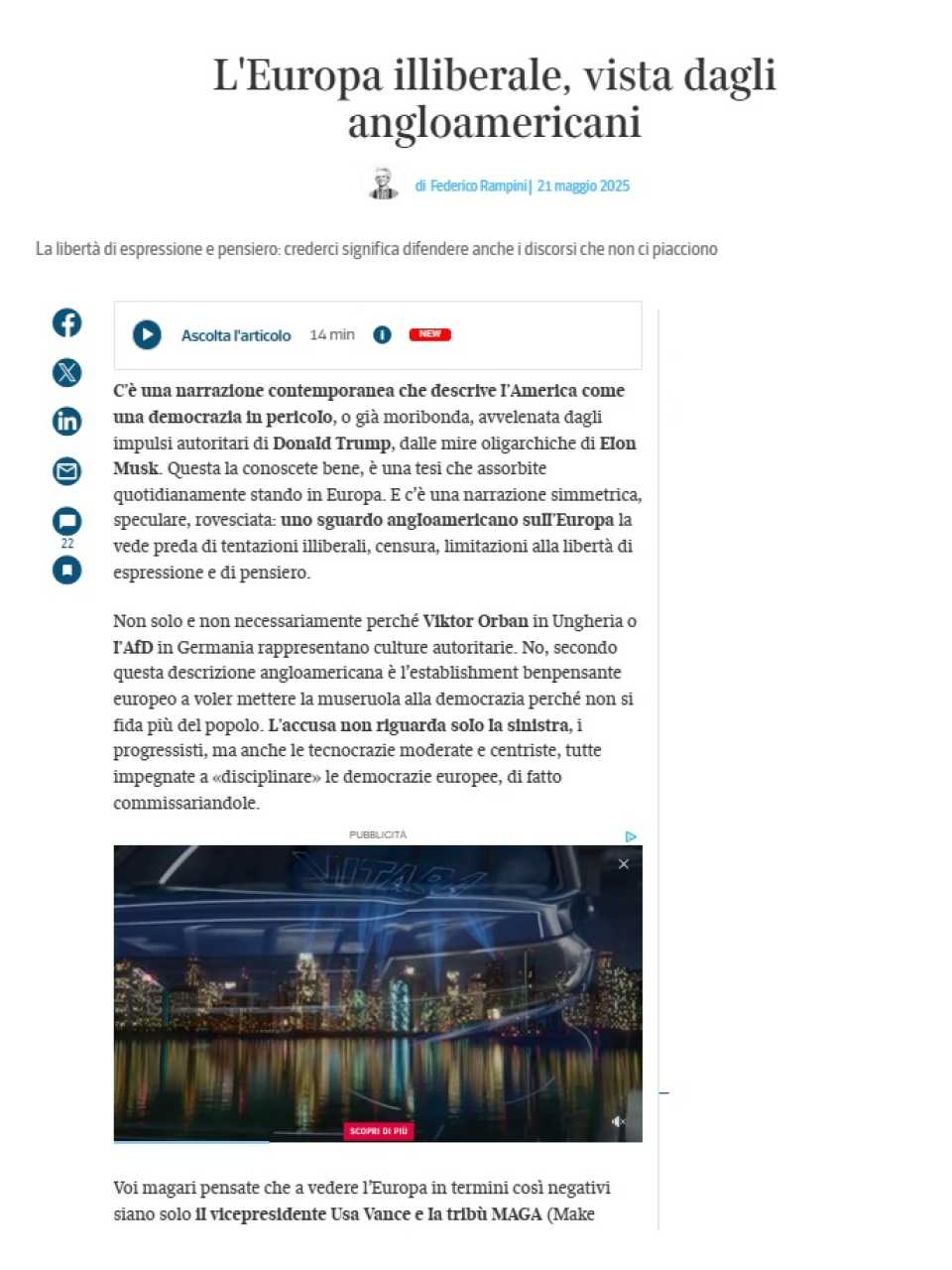 AGGIORNAMENTO PERMANENTEIN PRESENZA
Prove generali di riassetto geopolitico: rischi militari, sfide economiche e il ruolo dell’Europa e dell’Italia nel nuovo disordine globale (con pranzo di networking)