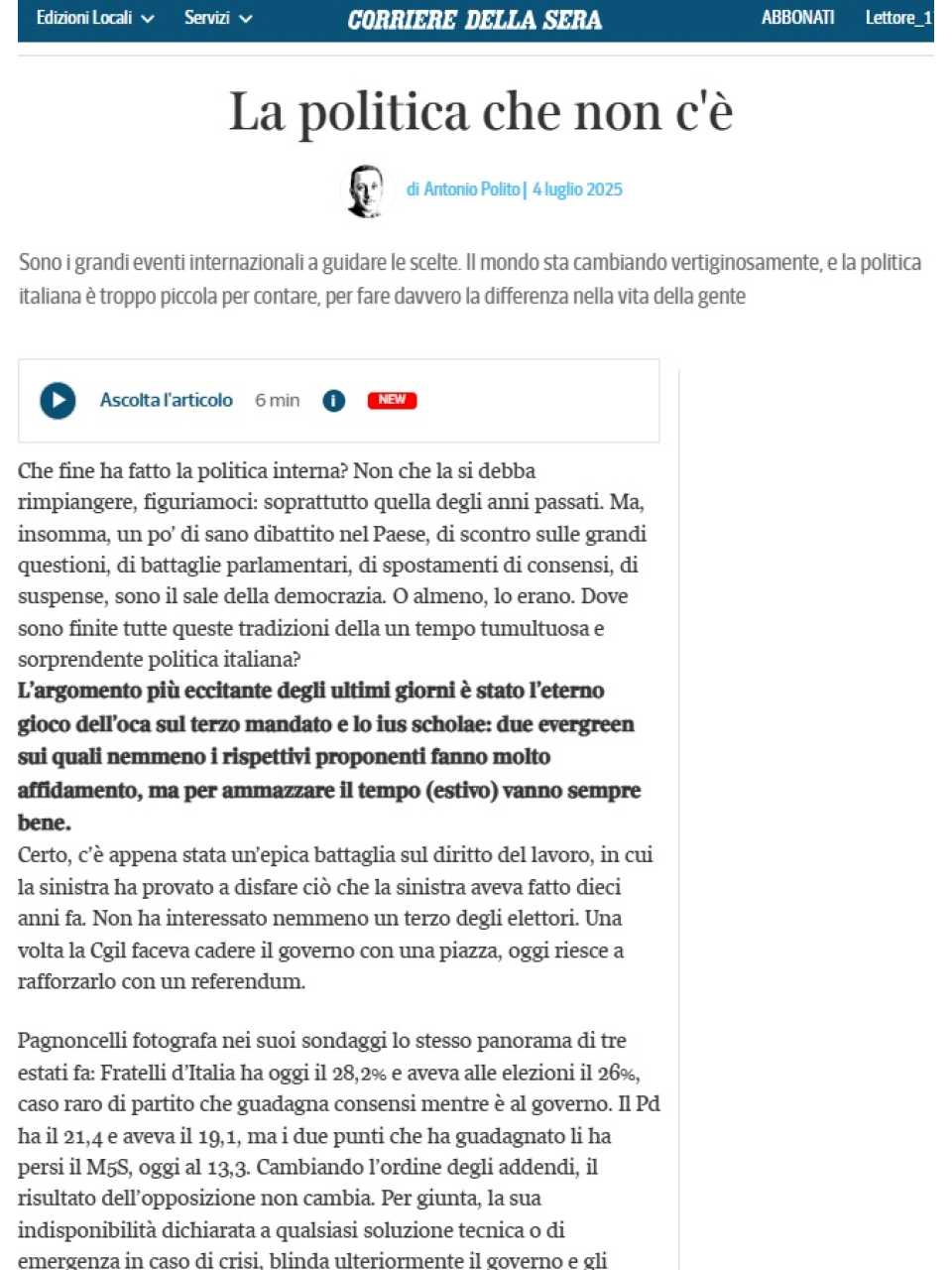 La politica che non c'è