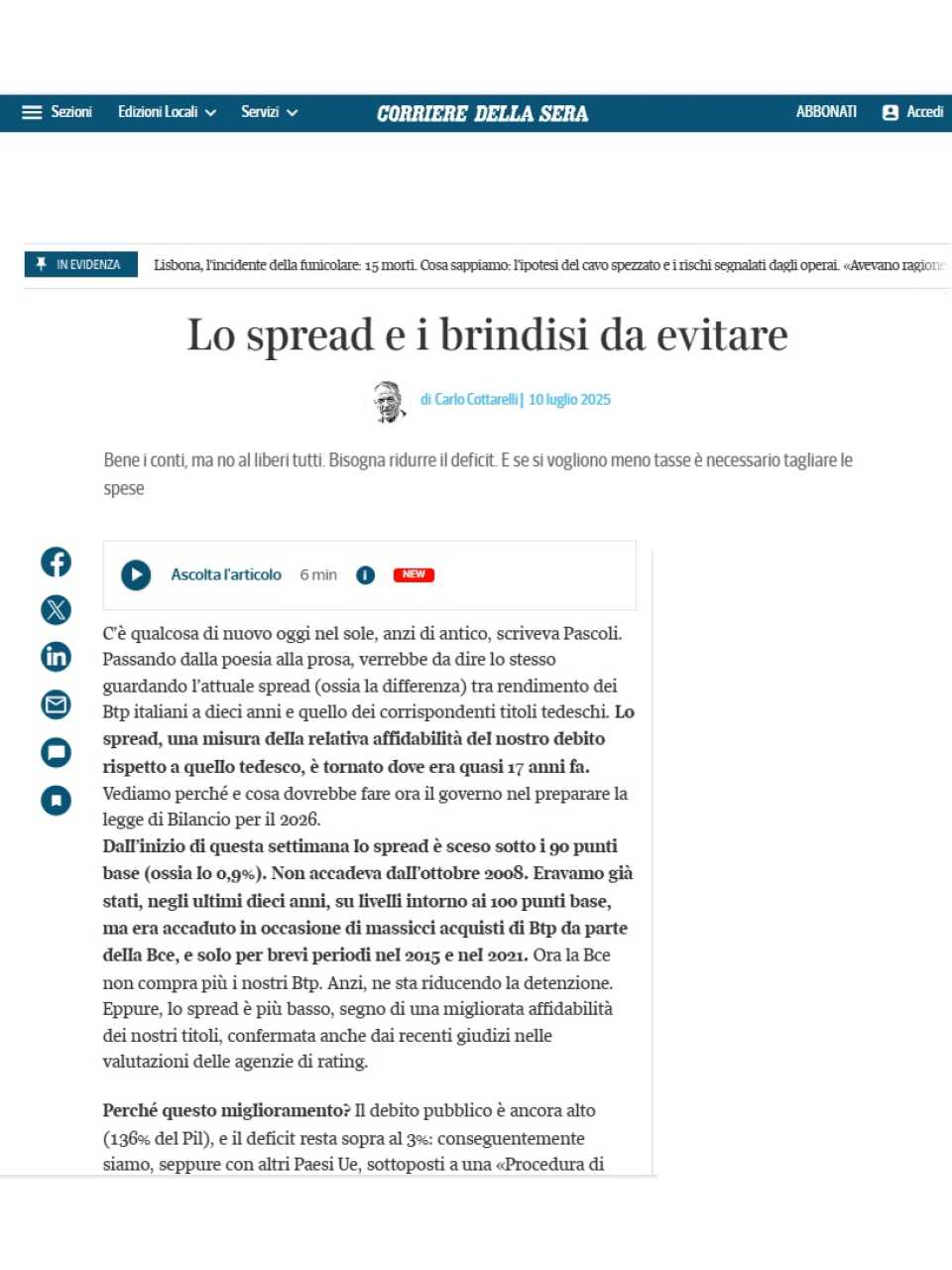 Lo spread e i brindisi da evitare