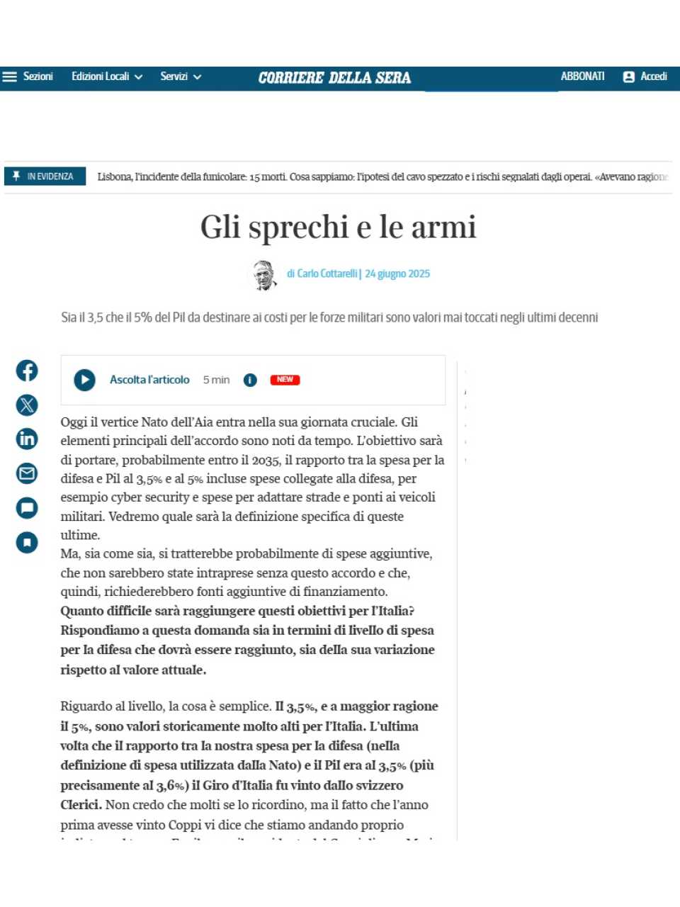 Gli sprechi e le armi
