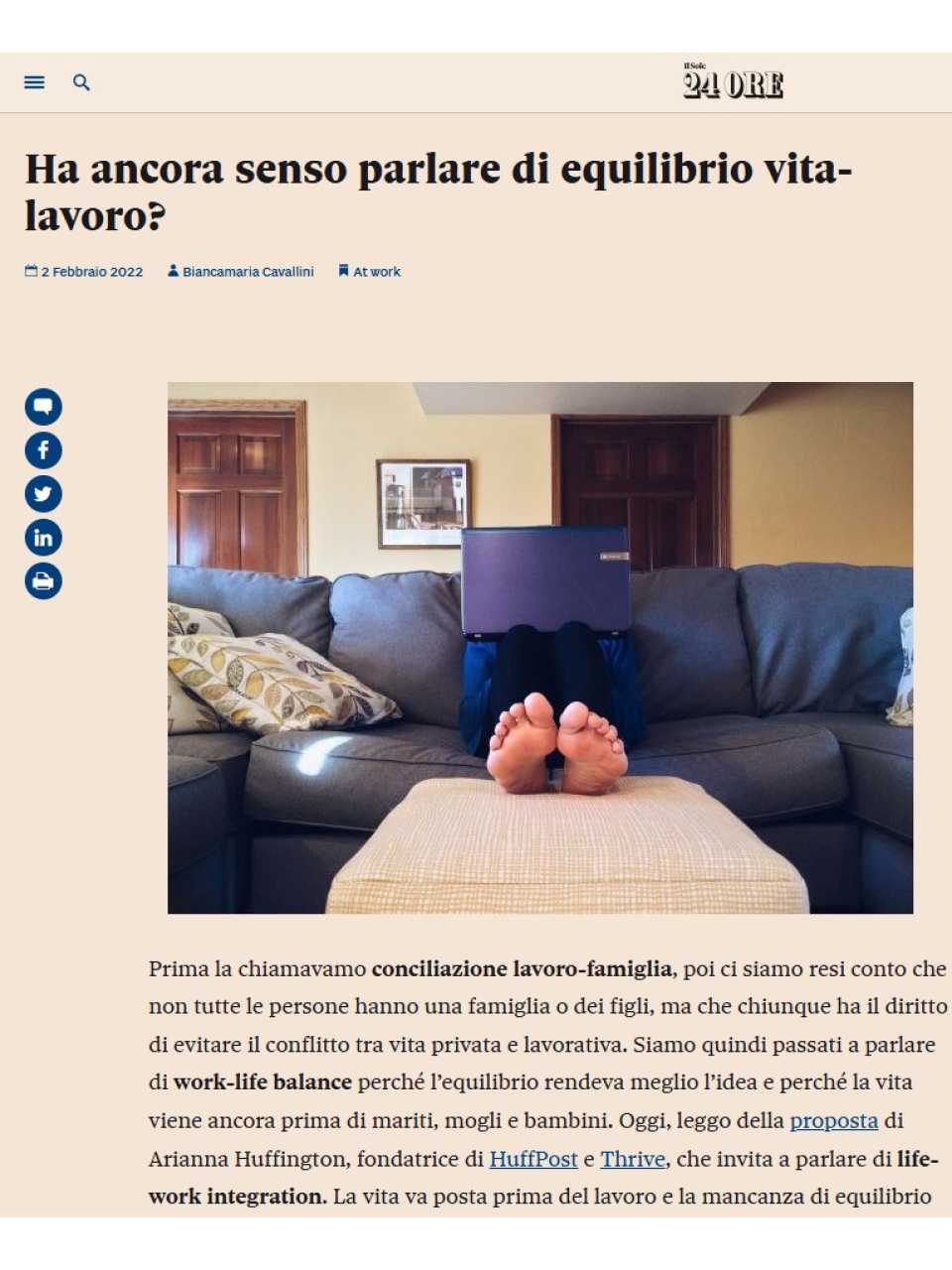 TEHA MANAGEMENT (*)IN PRESENZA E VIA WEB
Dal work-life balance al work-life harmony: integrare vita e lavoro per raggiungere l’armonia