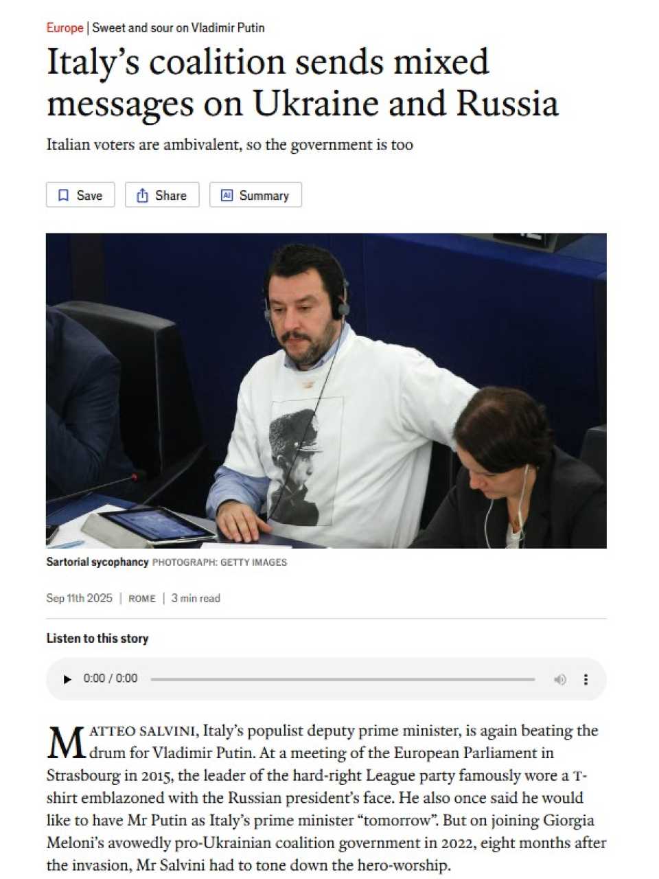 Italy’s coalition sends mixed messages on Ukraine and Russia