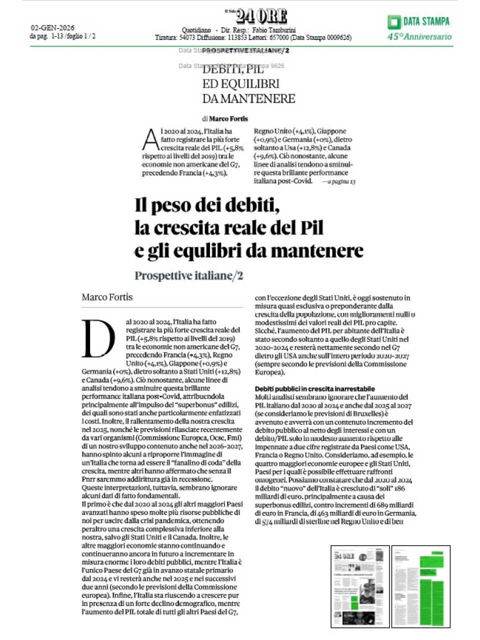 Il peso dei debiti, la crescita reale del Pil e gli equilibri da mantenere