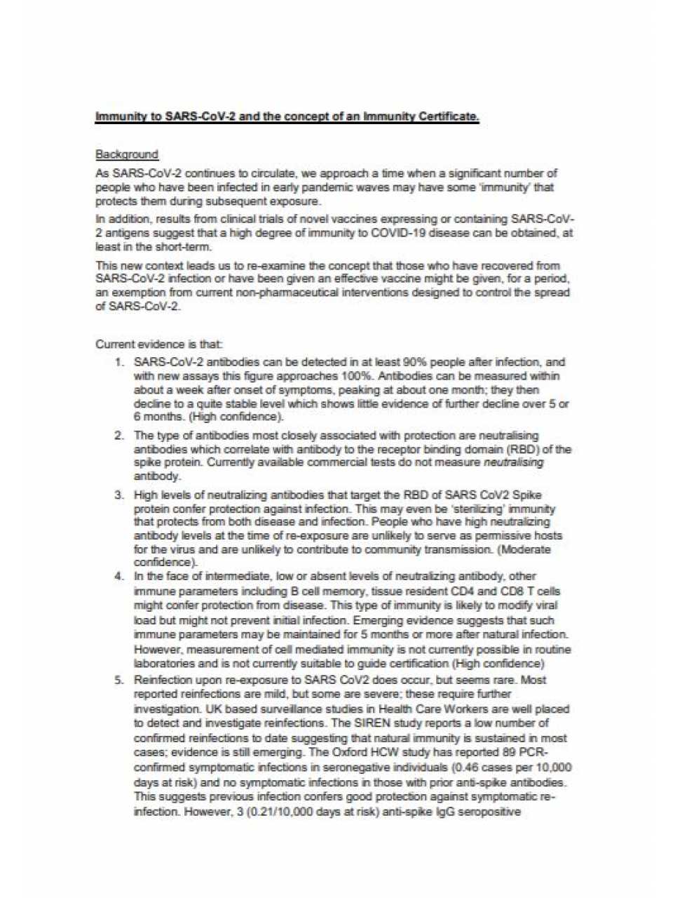 Immunity to SARS-CoV-2 and the concept of an Immunity Certificate