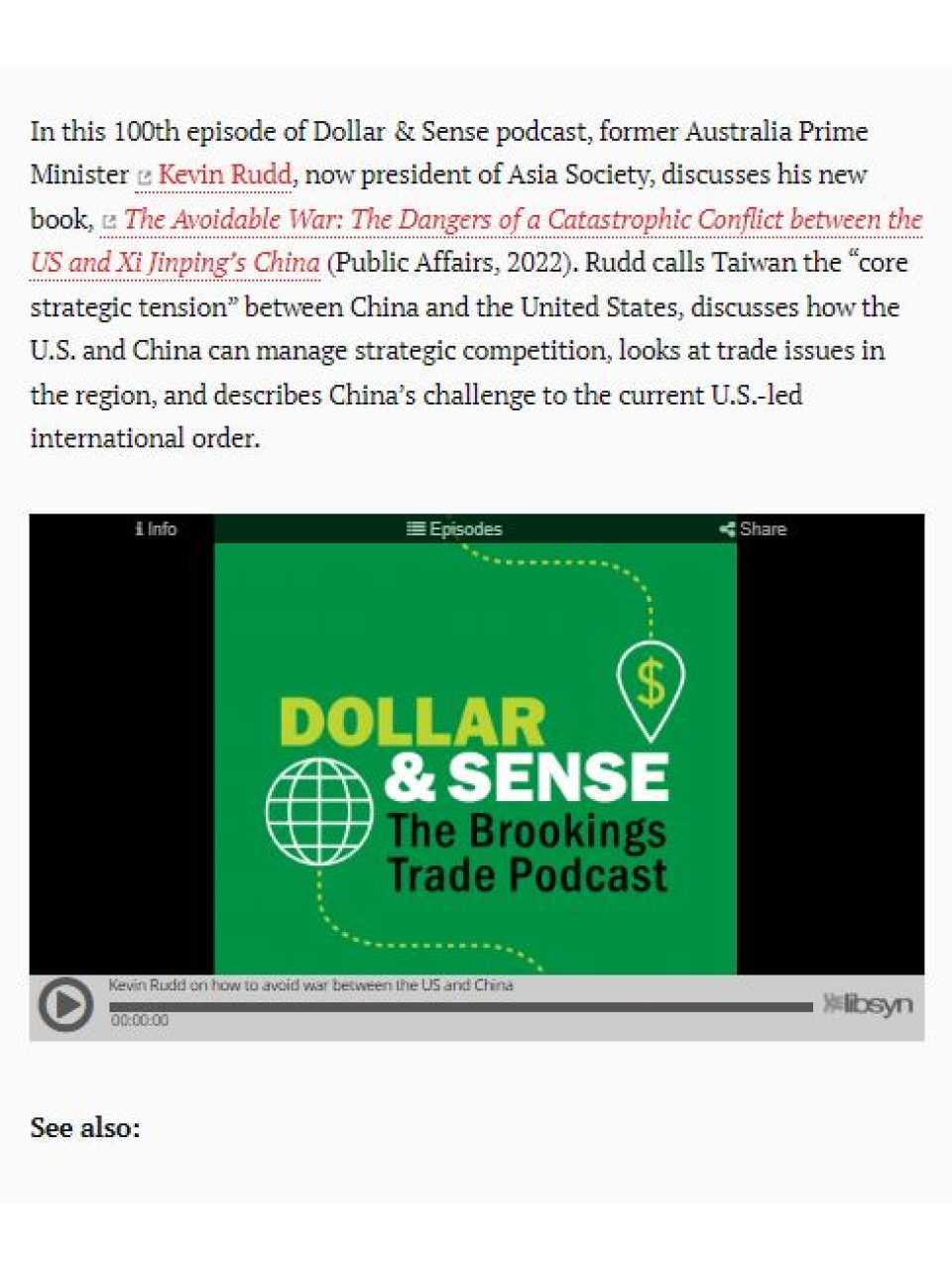 Kevin Rudd on how to avoid war between the US and China - Podcast