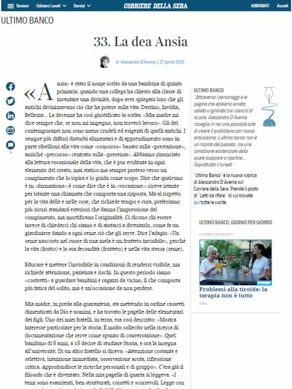 AGGIORNAMENTO PERMANENTEIN PRESENZA
Serata di fine anno.
Incontro con Alessandro D'Avenia: i ragazzi sono alieni.
Perché educare oggi è più difficile ma più entusiasmante di andare su Marte