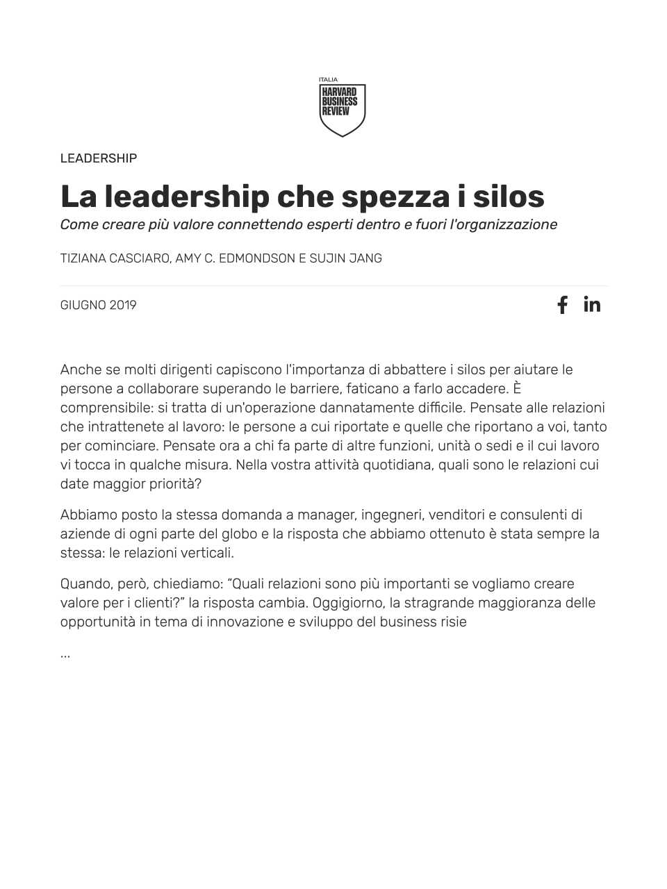 La leadership che spezza i silos